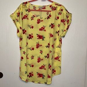 #98 Speed Limit Yellow Floral Long-sleeve 2X, NWT